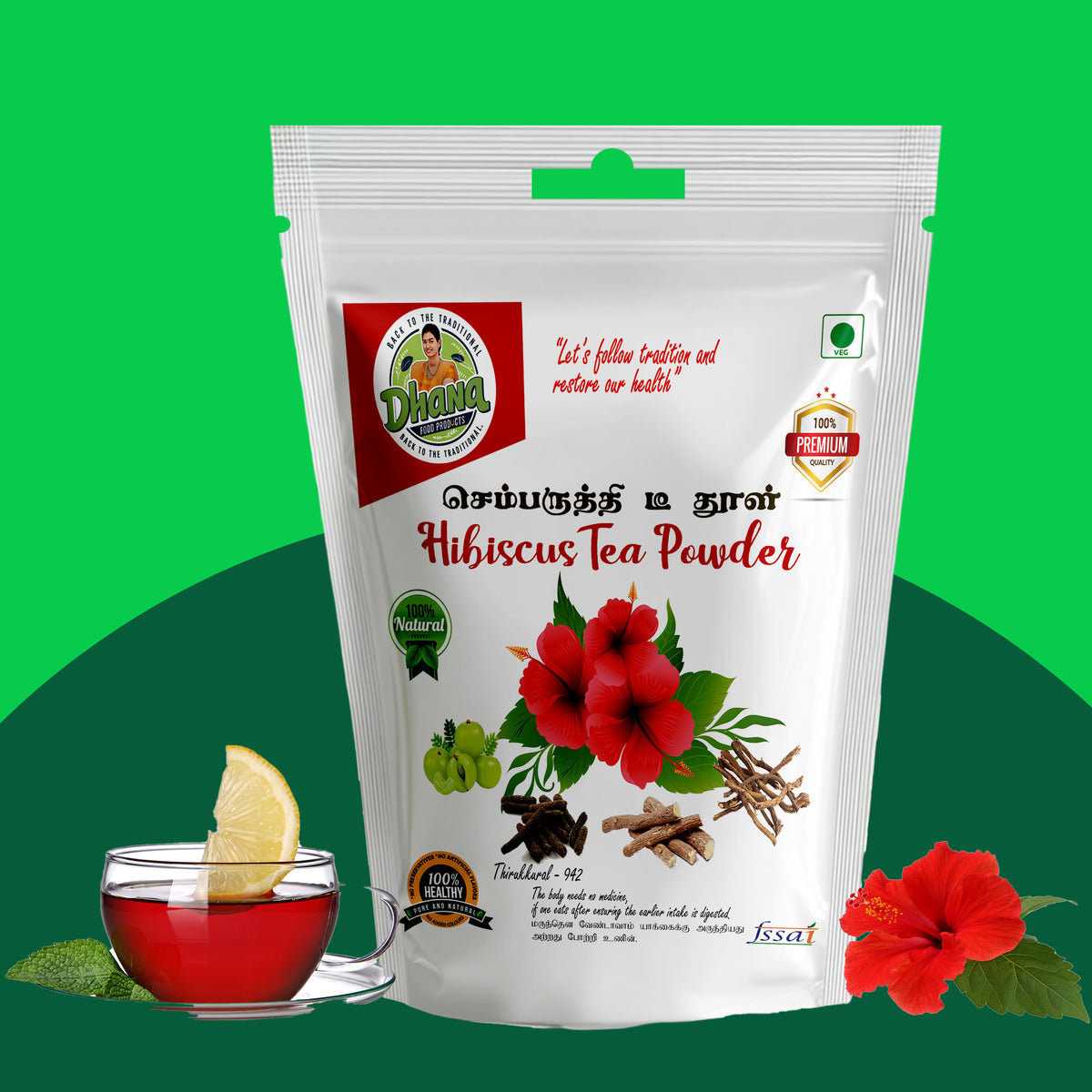 Hibiscus tea powder / செம்பருத்தி பூ டீ தூள் – Dhanas Foods