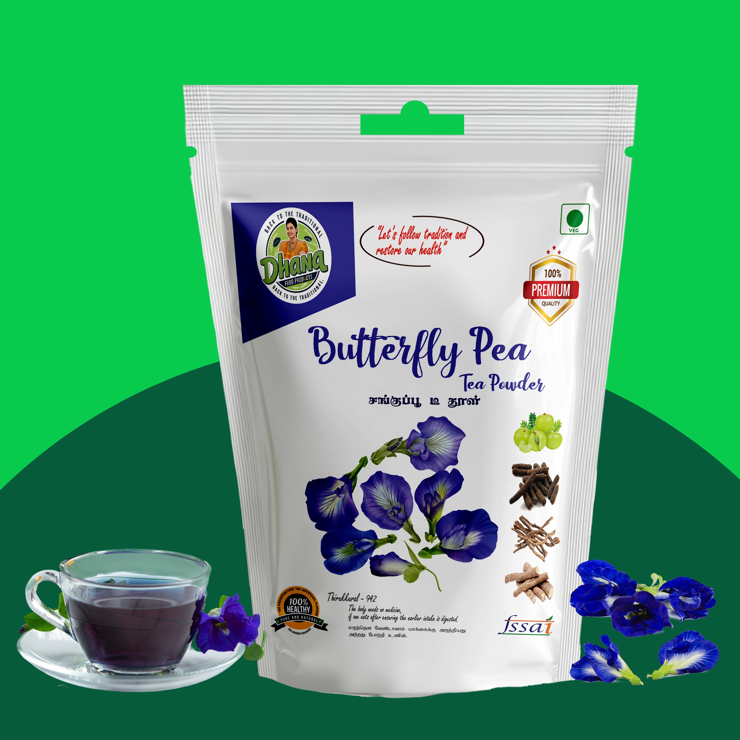 Butterflu pea flower tea powder / சங்கு பூ டீ தூள் – Dhanas Foods